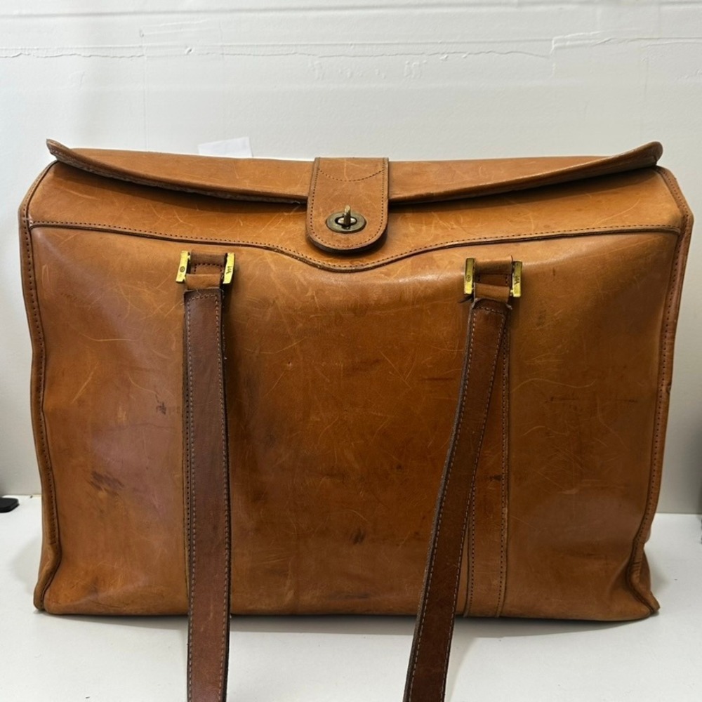 Vintage Hartmann Leather Weekender Tote Bag Tan Turnlock Doctors Travel USA